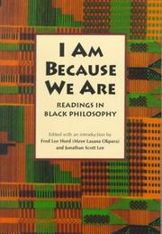 Front cover of I am because we are by Fred L. Hord