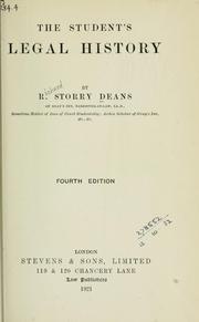Front cover of The student's legal history by Richard Storry Deans