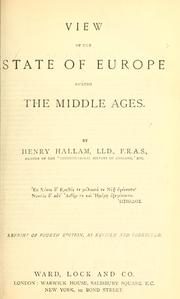 Front cover of View of the state of Europe during the middle ages by Henry Hallam