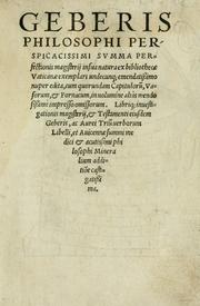 Front cover of Geberis philosophi perspicacissimi, summa perfectionis magisterii in sua natura ex Bibliothecae Vaticanae exemplari undecunq[ue] by Geber