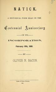 Cover of Natick by Oliver N. Bacon