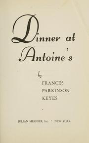 Cover of Dinner at Antoine's by Frances Parkinson Keyes