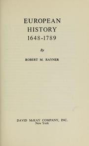 Front cover of European history, 1648-1789 by Robert Macey Rayner