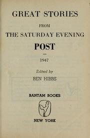 Front cover of Great stories from the Saturday evening post by Ben Hibbs