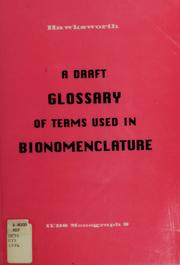 Cover of A draft glossary of terms used in bionomenclature by D. L. Hawksworth