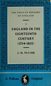 Front cover of England in the eighteenth century by J. H. Plumb