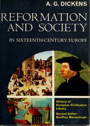 Cover of Reformation and society in sixteenth-century Europe by Arthur Geoffrey Dickens