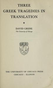 Front cover of Three Greek tragedies in translation by David Grene