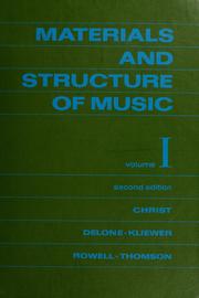 Cover of Materials and structure of music by William Christ