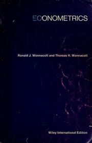 Cover of Econometrics by Ronald J. Wonnacott