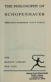 Front cover of The philosophy of Schopenhauer by Arthur Schopenhauer