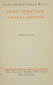 Cover of Jürg Jenatsch by Conrad Ferdinand Meyer