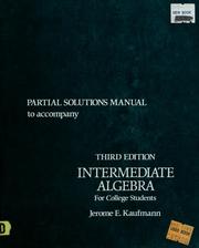 Front cover of Partial solutions manual to accompany Intermediate algebra for college students by Jerome E. Kaufmann