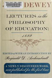 Front cover of Lectures in the philosophy of education, 1899 by John Dewey