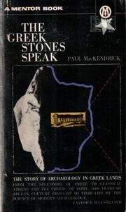 Front cover of The Greek stones speak by Paul Lachlan MacKendrick