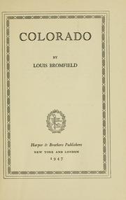 Cover of Colorado by Louis Bromfield