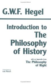 Front cover of Introduction to the Philosophy of History by Georg Wilhelm Friedrich Hegel