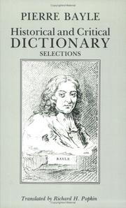 Front cover of Historical and critical dictionary by Pierre Bayle