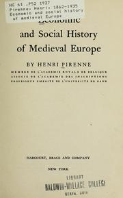 Front cover of Economic and social history of medieval Europe by Pirenne, Henri
