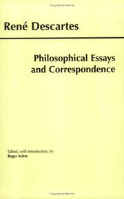 Front cover of Philosophical Essays and Correspondence (Descartes) (Hackett Publishing Co.) by René Descartes