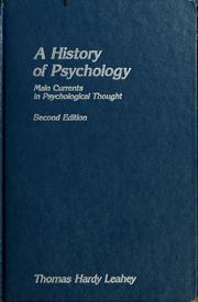 Cover of A history of psychology by Thomas Hardy Leahey