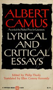 Cover of Lyrical and critical by Albert Camus