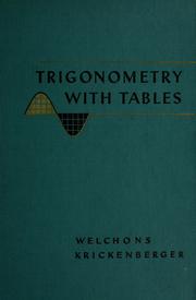 Cover of Trigonometry with tables by A. M. Welchons
