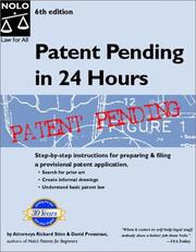 Front cover of Patent pending in 24 hours by Richard Stim
