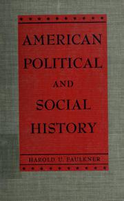 Front cover of American political and social history by Harold Underwood Faulkner