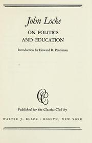 Front cover of On politics and education by John Locke