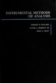 Front cover of Instrumental methods of analysis by Hobart Hurd Willard