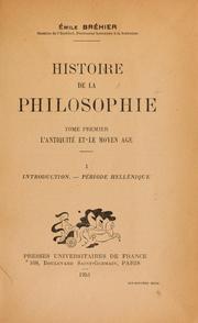 Front cover of Histoire de la philosophie by Emile Bréhier