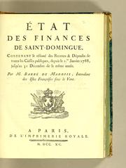 Cover of État des finances de Saint-Domingue by François marquis de Barbé-Marbois