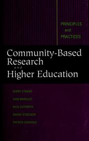 Front cover of Community-based research and higher education by Kerry J. Strand