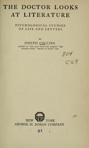 Front cover of The doctor looks at literature by Collins, Joseph