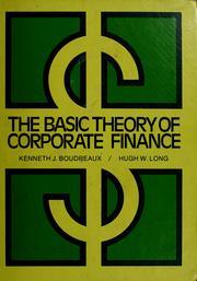 Front cover of The basic theory of corporate finance by Kenneth J. Boudreaux
