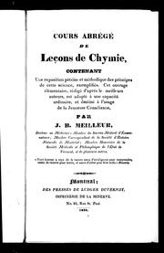 Front cover of Cours abrégé de leçons de chymie by Jean-Baptiste Meilleur