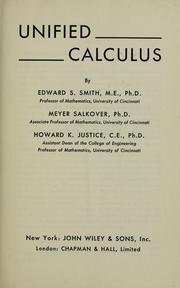 Cover of Unified calculus by Edward S. Smith