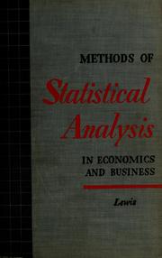 Front cover of Methods of statistical analysis in economics and business by Edward Erwin Lewis
