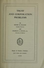 Cover of Trust and corporation problems by Henry R. Seager