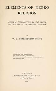 Front cover of Elements of negro religion by W. J. Edmondston-Scott