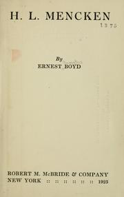 Cover of H. L. Mencken by Ernest Augustus Boyd