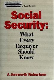 Cover of Social security by A. Haeworth Robertson