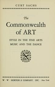 Cover of The commonwealth of art by Curt Sachs