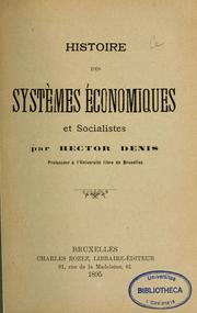 Cover of Histoire des systèmes économiques et socialistes by Hector Denis