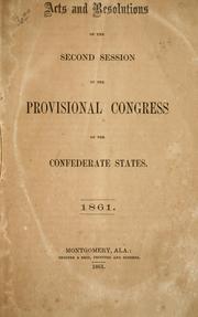 Front cover of Acts and resolutions of the second session of the Provisional Congress of the Confederate States, 1861 by Confederate States of America