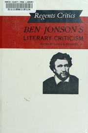 Cover of Ben Jonson's literary criticism by Ben Jonson