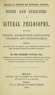Front cover of Notes and exercises in natural philosophy by John Herbert Sangster