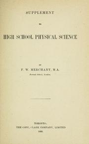 Front cover of Supplement to High school physical science by F. W. Merchant