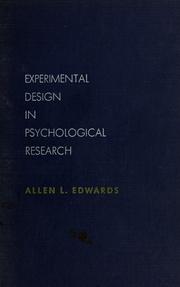 Front cover of Experimental design in psychological research by Allen Louis Edwards
